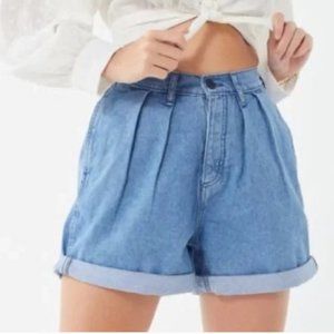 BDG | Urban Outfitters High Waist Pleat Front Relaxed Fit Denim Shorts 25